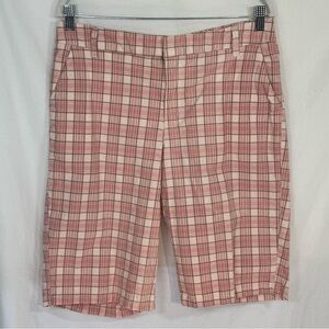 Caribbean Joe Shorts Womens 10 Pink Olive Plaid Bermuda 32x12 Resortwear Preppy